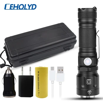 

XHP70 Powerful rechargeable zoom Hunting LED Flashlight Torch Light Lanterna Use 18650 26650 Battery