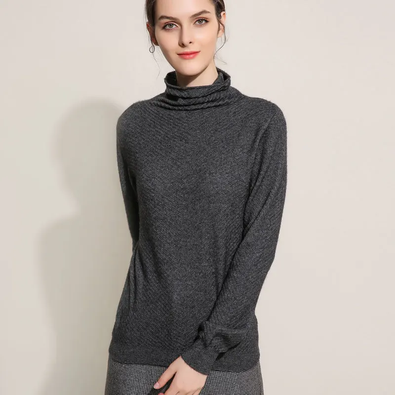 

2019 Autumn And Winter Heap Collar Cashmere Sweater WOMEN'S Woolen Sweater Warm Knitted Pullover Sweater Slim Fit Long Sleeve Ba
