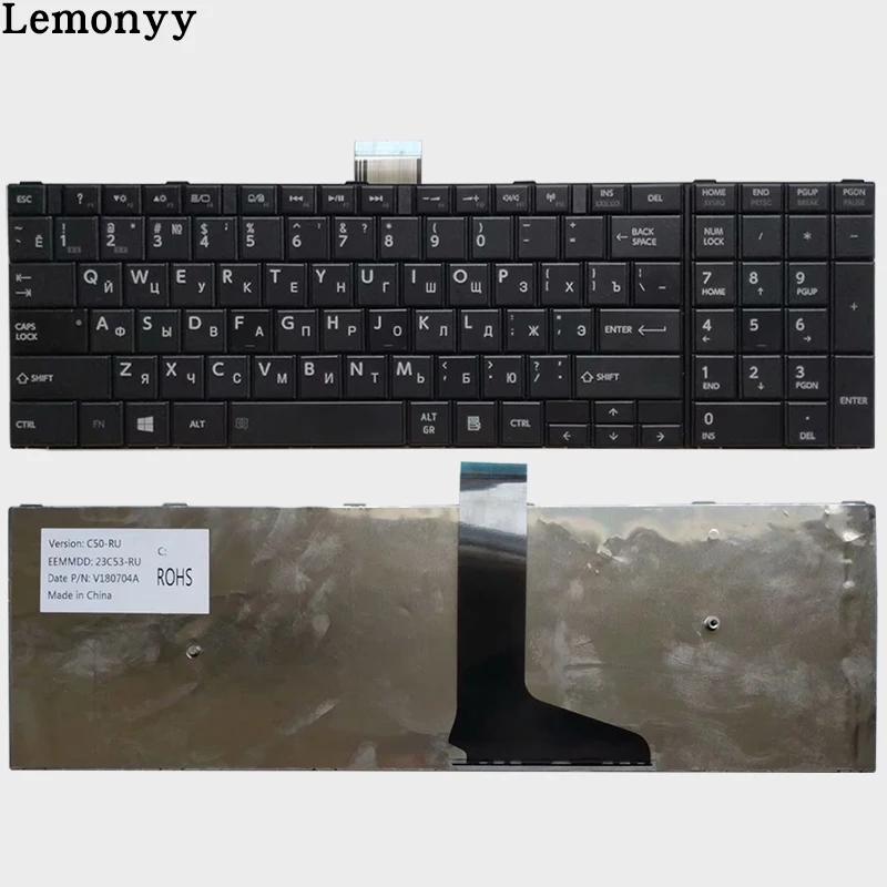 Клавиатура для ноутбука Toshiba Satellite C50-A C50-A506 C50D-A C55T-A C55-A C55D-A русской клавиатуры ноутбука Белого/черного цвета