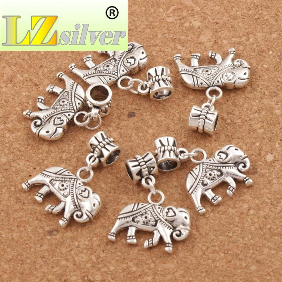 Thai Sun Elephant Charm Beads 21x28 mm 72PCS zinc alloy Dangle Fit European Bracelets B1183