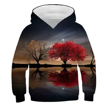 

2020 new leaf sweatshirt boy girl 3d hoodie printed green leaf color pattern fashion hooded
