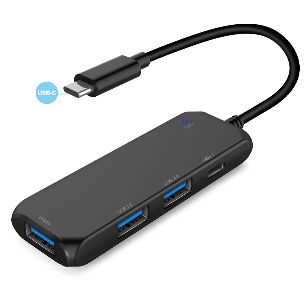 Адаптер концентратор Type C 2 0 с 4 usb портами и портом для зарядки тонкий удлинитель