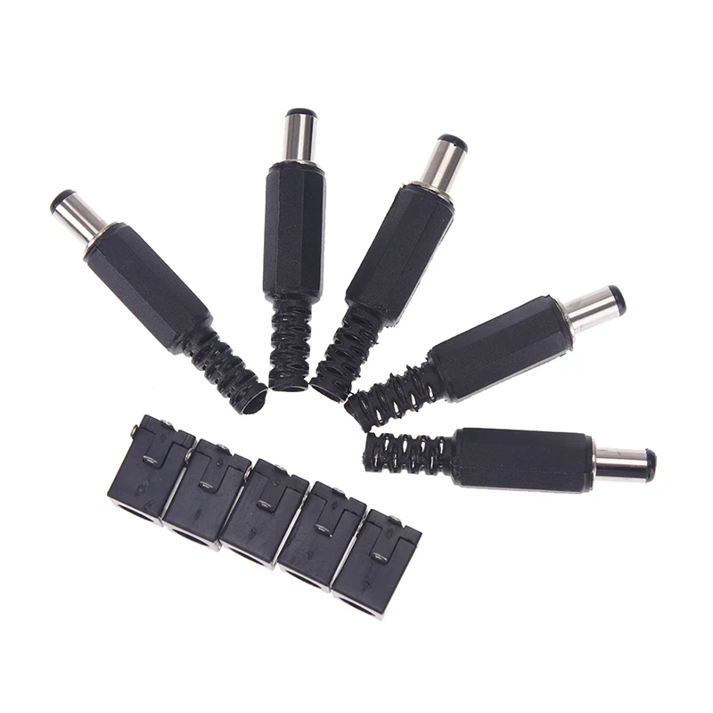 A Set Socket Round The Needle Male Female Total 10Pcs( Male 5pcs+Female 5pcs) Socket Plug Jack DC-005 Power Connector 5.5*2.1mm