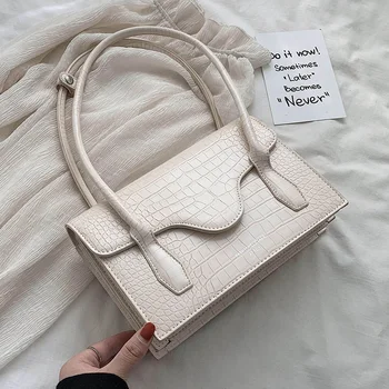 

Shoulder Bags For Women 2020 Luxury Simple Handbags Female Fashion Stone Pattern Purple PU Leather Summer Hand Bag Lady Totes