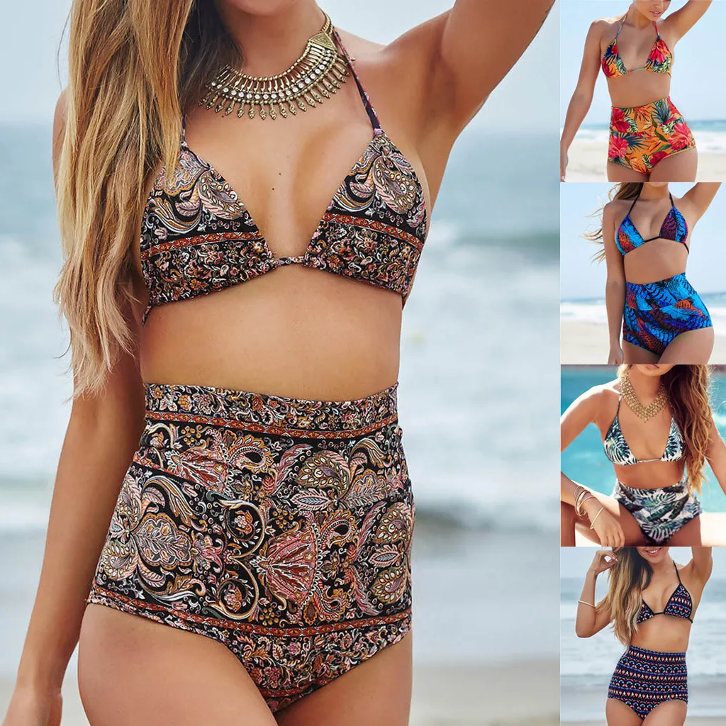 KANCOOLD Bikinis Set Push Up High Waist Printed Bikini Set 2020 Hot Sale Padded Bra Swimsuit Female Beach Swimsuit Beachwear 213