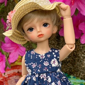 

Twin Sisters Doll Floral Dress Clothes Set Doll Accessories for 1/6 BJD Dolls - Blue/Red No Doll