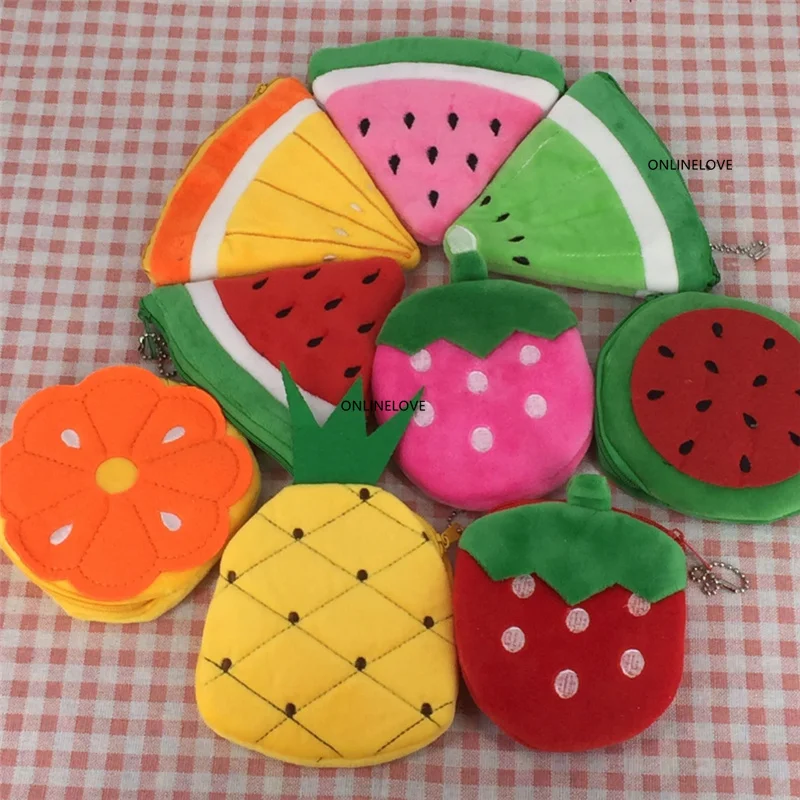 Summer Fruit-CUTE Strawberry , Pineapple Etc. Plush 10-11CM Coin Purse Wallet , Coin BAG Pouch monedero gato