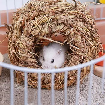 

Home Woven Cage for Guinea Pig Hamster Comfortable Pet Hand-weaved Grass Net Small Animal Rabbit Accessories