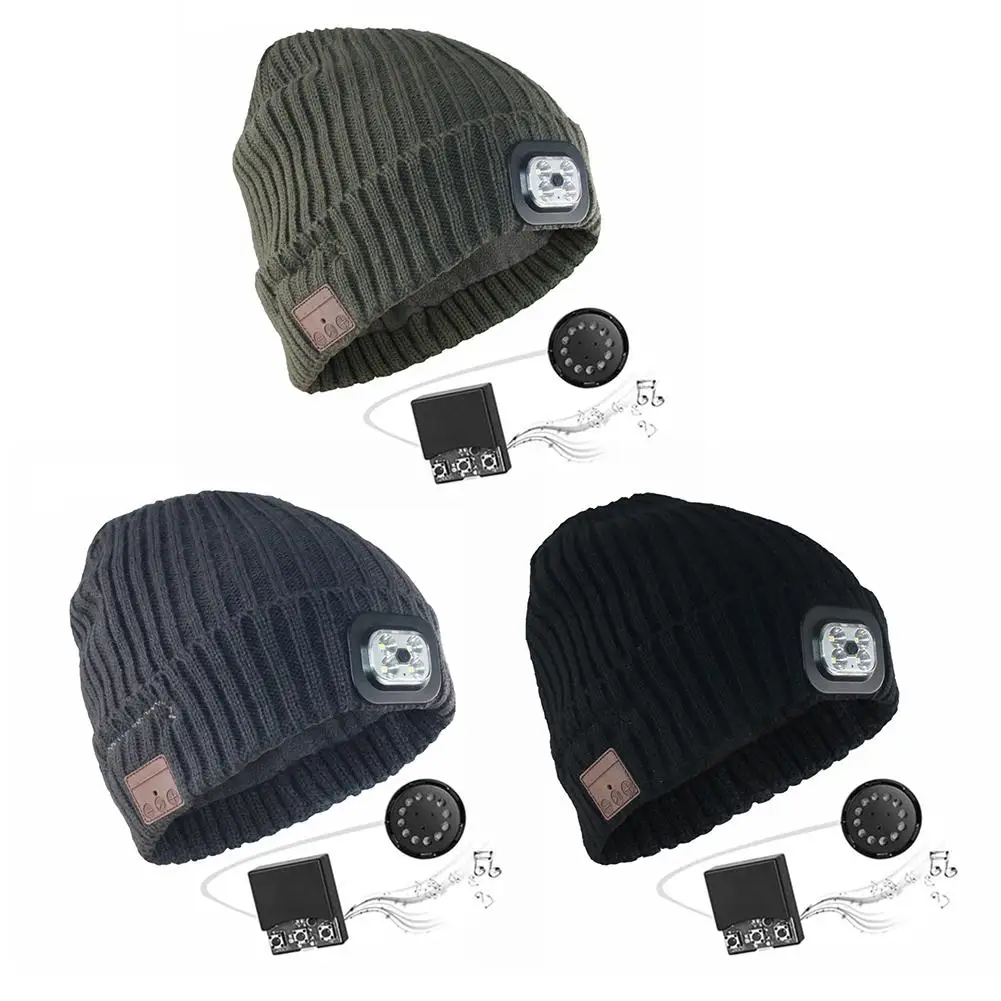 

Mountaineering Cap Wireless Bluetooth Beanie Music Knitted Hat for Outdoor Sports Walking Winter LED Hat Autumn Warm Cap
