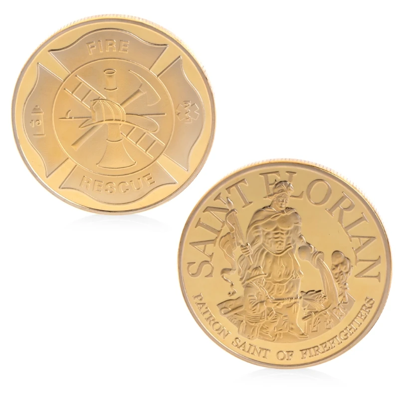 

Commemorative Coin Collection Art Plating Imitation Golden Firefighters Rescue
