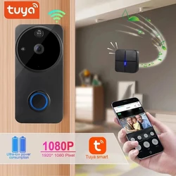 Sonnette vidéo intelligente Tuya Wifi 1080P, Angle large 166 degrés, avec détection de mouvement PIR, conversation bidirectionnelle, pour la sécurité de la maison 