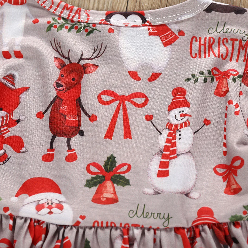 Рождественское платье для маленьких девочек с расклешенными рукавами платье с мультипликационным принтом детская одежда платья с принтом для девочек; vestido bebe فساتين اطفال Z4