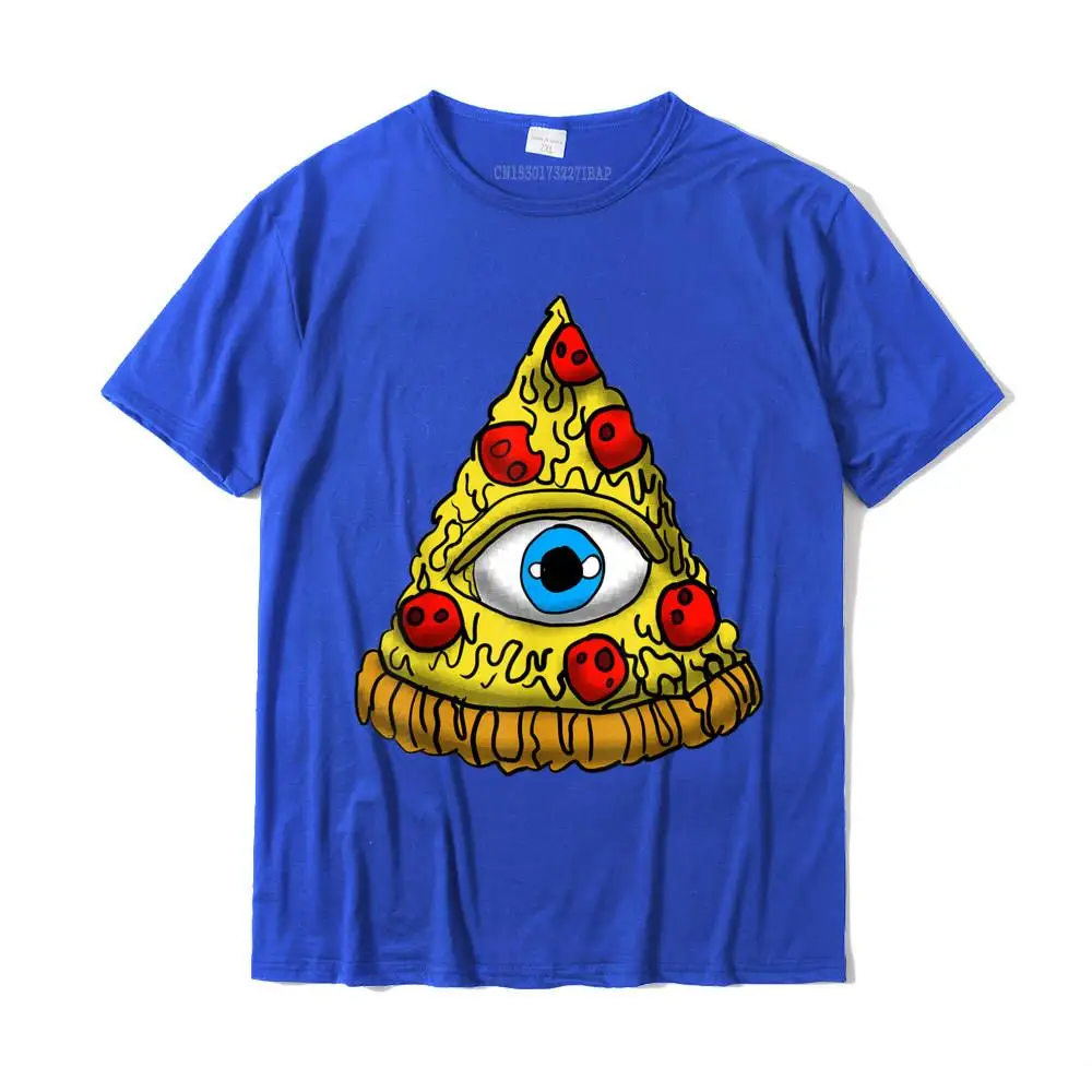 Cheap Men Top T-shirts Fitness Tight Personalized Tops Shirts 100% Cotton Short Sleeve Camisa Tee Shirts Round Collar Funny Pizza Tee Illuminati Eye Occult Birthday Gift Idea T-Shirt__MZ16292 blue