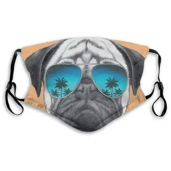 

Unisex Half Face Mouth Mask Face Masks Anti-Dust Face Windproof Ski,Dog With Reflecting Aviators Palm Trees Tropical Environment
