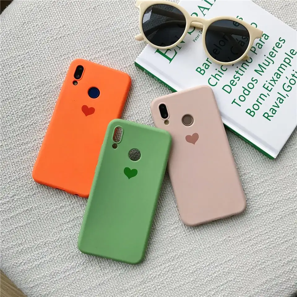 Милый жидкий силиконовый матовый чехол Love Heart для Huawei Nova 5i 5 4 3 4E 3E мягкий из ТПУ Honor
