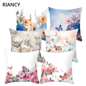 

1Pcs Butterfly Flower Pattern Polyester Cushion Cover 45*45cm Decorative Pillows For Seat Car Home Sofa Bed Decoration 40849