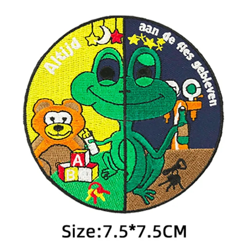 2021 Oeteldonk Emblem Frog Carnival for Netherland Emblems Full Embroidered Iron on Embroidery Patches for Clothing Applique F