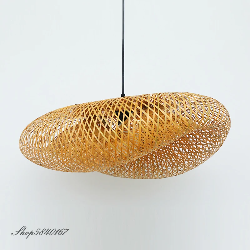 Retro Hanging Ceiling Pendant Lamps Bamboo Hand Make E27 For Dining Room Living Room Decoration