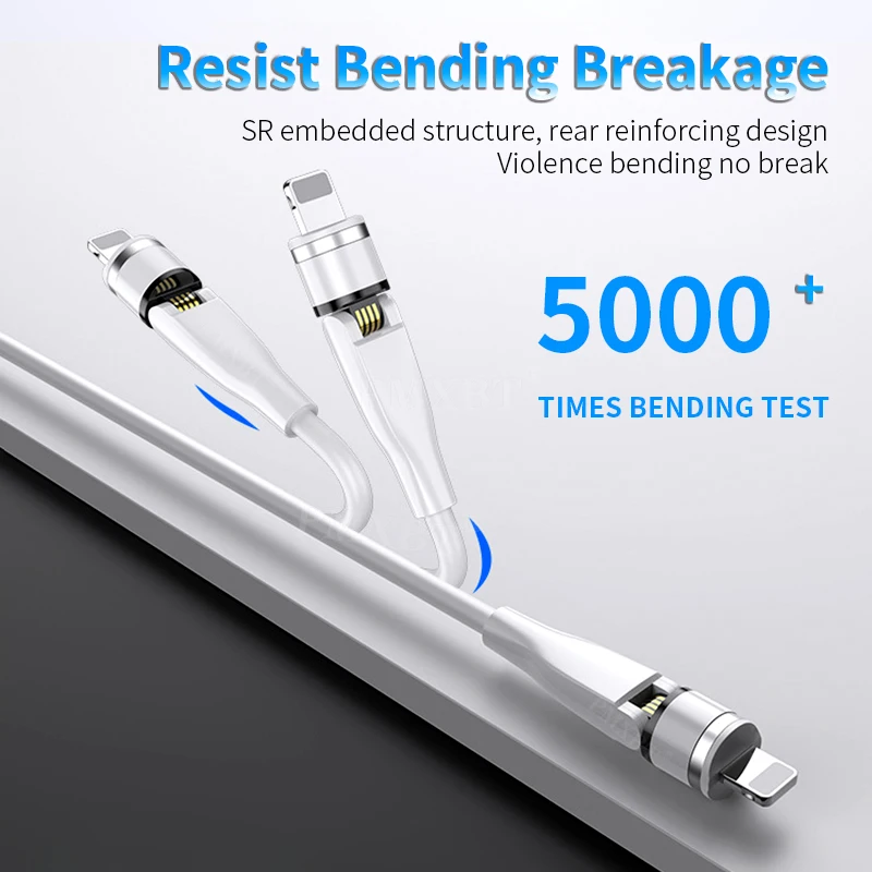 Магнитный кабель вращающийся на 2020 градусов Micro USB Тип C быстрая зарядка для iPhone 11