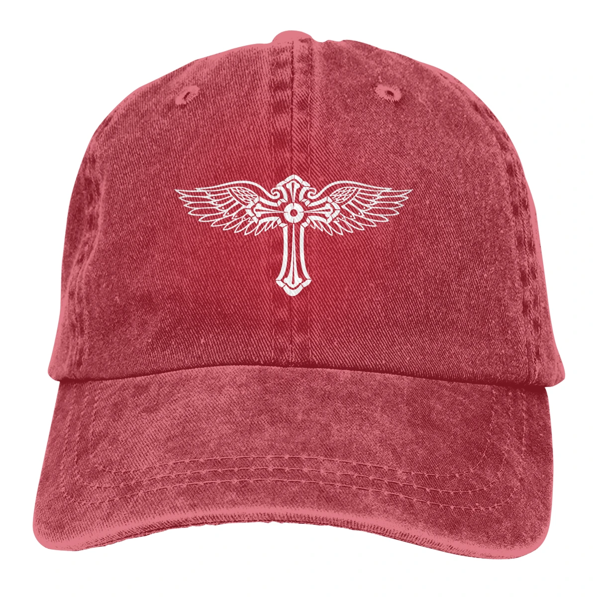 Крест с крыльями ангела Casquette черный унисекс Мужские Женские джинсовые бейсболка с ремешком кепки Регулируемый Гольф папа шляпа