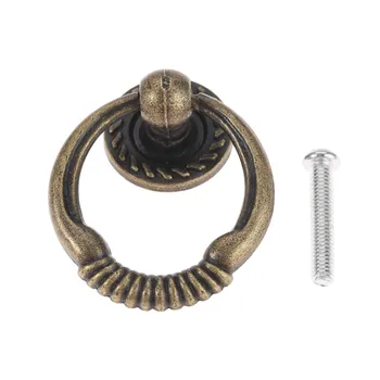 

1Pcs Antique Bronze Furniture Cabinet Knobs and Handles Kitchen Drawer Cupboard Ring Pull Handles Furniture Fittings 43x37mm