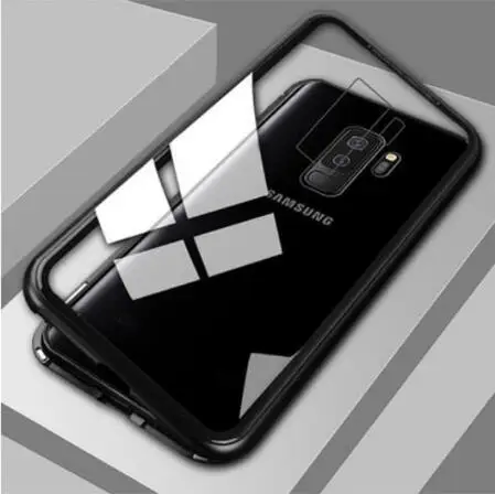 Clear With Black Металлический магнитный адсорбционный стеклянный чехол для samsung Galaxy S8 S9 S10 Plus S10E S7 Edge Note 10 9 8 чехол для телефона Магнитный чехол - Цвет: Clear With Black