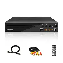 LONPOO новейший dvd-плеер портативный USB 2,0 dvd-плеер мультимедийный цифровой DVD ТВ Поддержка HDMI Функция Черный