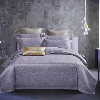 

60S Texture temptation purple Bedding Set Jacquard Bedding Bed Set Bed Linen Queen King Size Sheet Egyptian cotton Duvet Cover