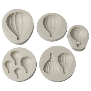

5Pc Silicone Gray Hot Air Balloon Fondant Cookie Mold Food-Grade Fondant Biscuit Mold Sugar craft Chocolate Cake Decoration Tool
