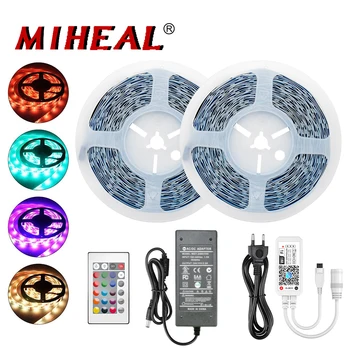 

LED Strip Light RGB Wifi 5050 SMD Flexible Ribbon fita led light strip RGB 5M 10M 20M Tape Diode DC 12V+ Remote Control +Adapter