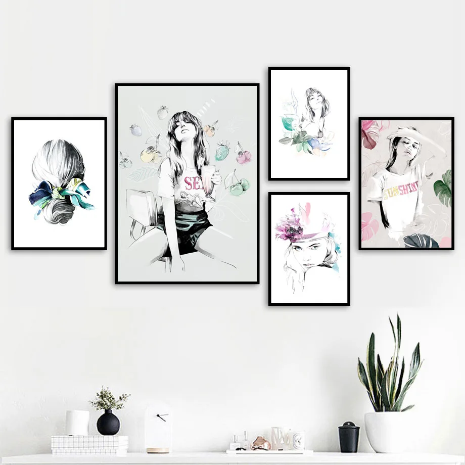 

Paris Fashion Girl Watercolor Quote Nordic Posters And Prints Wall Art Print Canvas Painting Woman Wall Pictures For Living Room