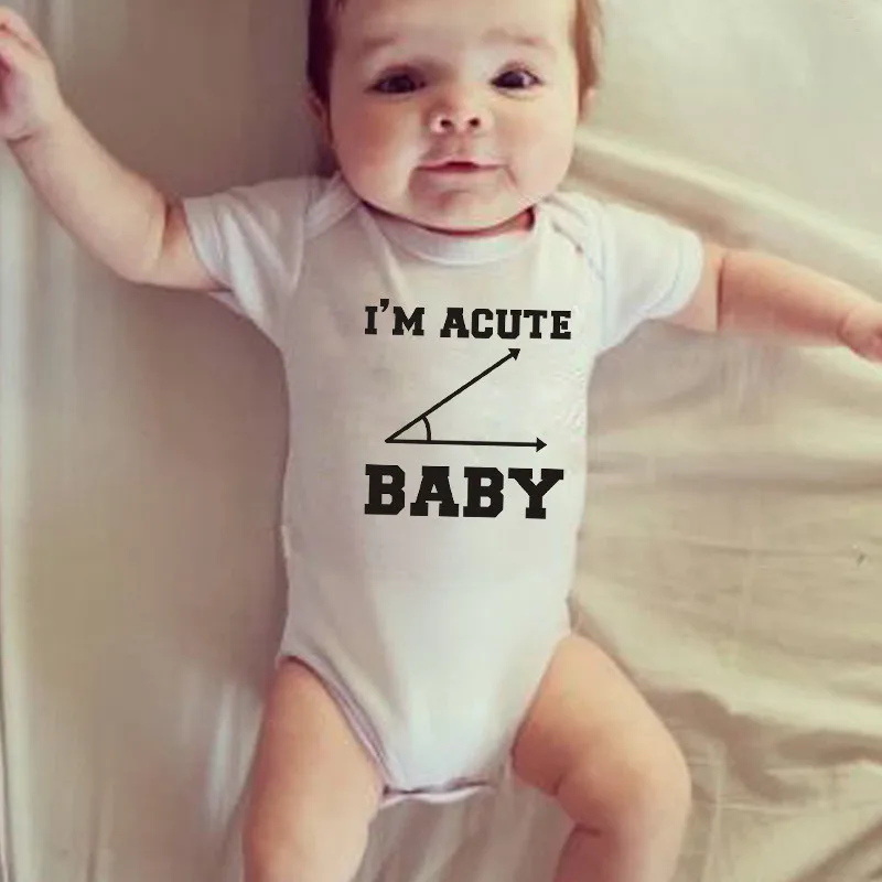 I'm Acute Baby/боди для новорожденных; Забавный хлопковый комбинезон с короткими рукавами для маленьких мальчиков и девочек; ползунки Детский комбинезон; боди; Bebe; комбинезон для младенцев; одежда