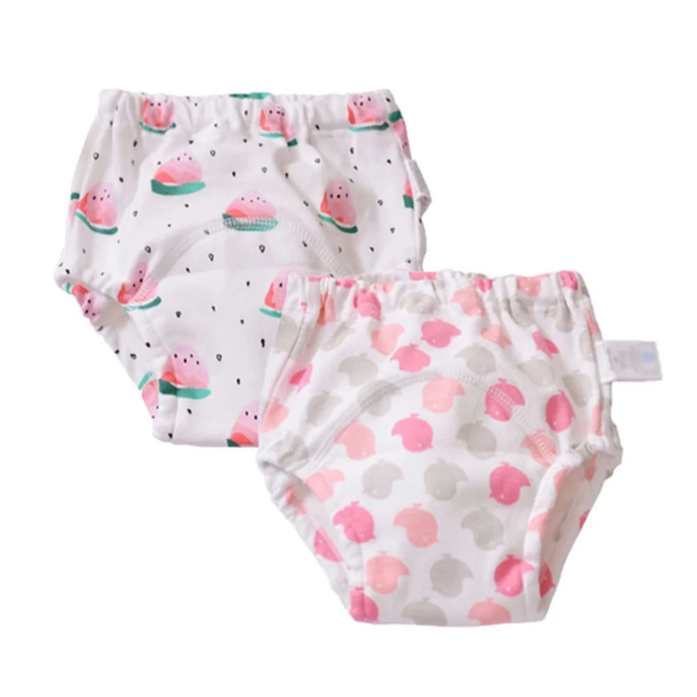 2 Pack Training Pants Reusable Cloth Diapers Baby High Quality Waterproof 4 Layers Cotton Newborn Diaper Cover Washable Diapers - Цвет: 4464