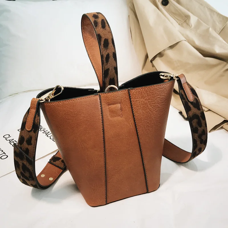 

Bucket Bag Leopord Pattern Bowtie Two-Piece Set Large Capacity Shoulder Cross-body WOMEN'S Bag