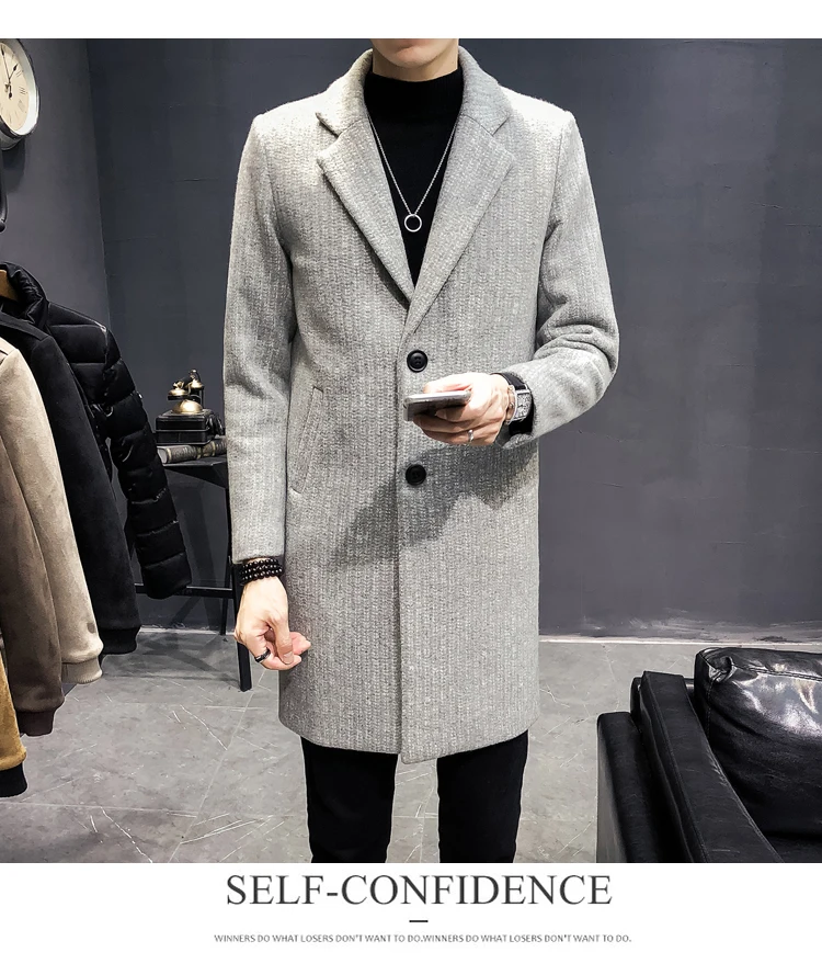 Осенне-зимнее плотное шерстяное длинное пальто модное повседневное тонкое корейское пальто из смешанной ткани плотное теплое шерстяное пальто