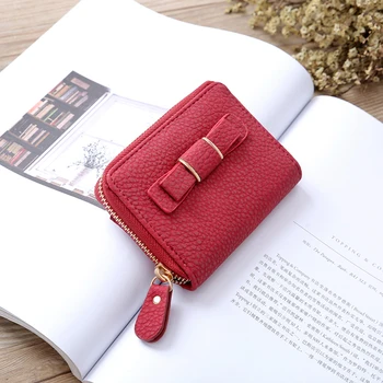 

Woman Wallet Zipper PU Leather Durable Bow Coin Purse Fashion New Arrivals Princess Chain Coin Bag Small Square Bag