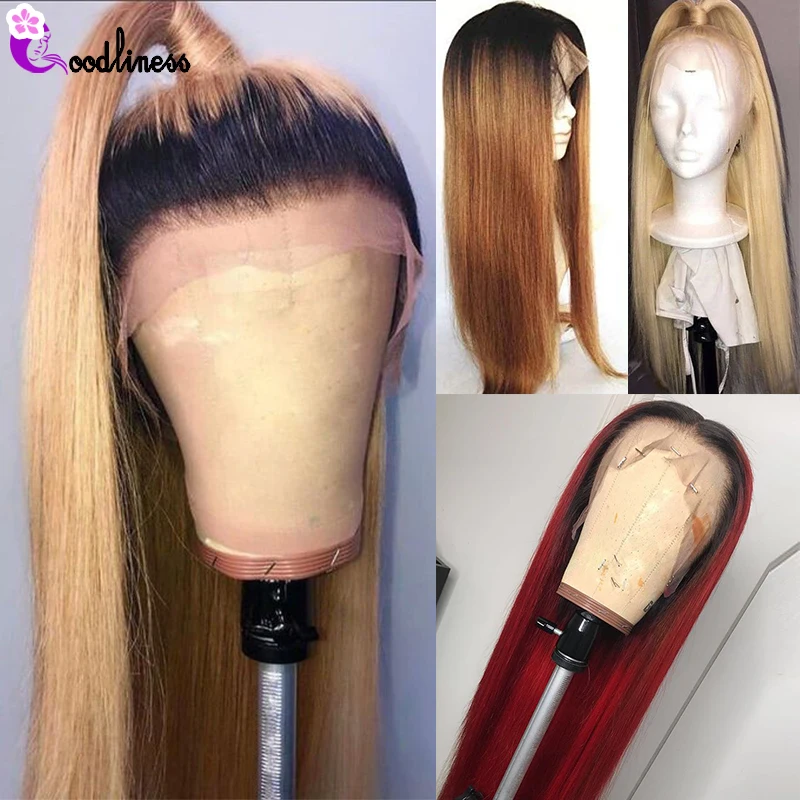 

Ombre Brazilian Straight Lace Front Human Hair Wig 13x4 99J Burgundy Blonde 613 Lace Front Wig Colored Human Hair Wigs Remy 150%