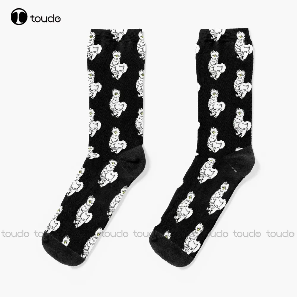 

White Silkie Chicken Socks Work Socks Christmas New Year Gift 360° Digital Print Personalized Custom Hd High Quality Women Men