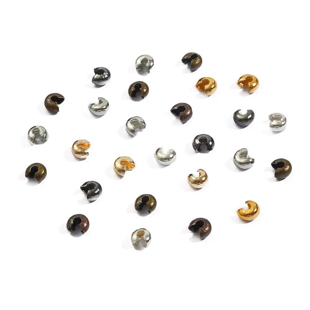 New 100pcs/lot Copper Round Covers Crimp End Beads Dia 3 4 5 mm Stopper Spacer For DIY Jewelry Making Findings Supplies | Украшения и