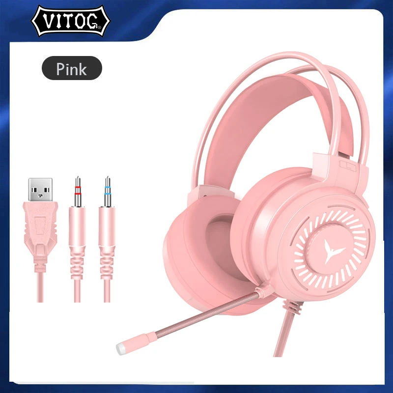 Video Gaming Headsets Gamer Headphones Surround Stereo Wired Earphones with Microphone USB Colourful Light PC Laptop Game Headse