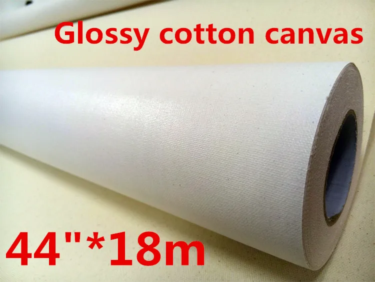 44"*18m inkjet glossy pure cotton canvas for dye and pigment ink on sale