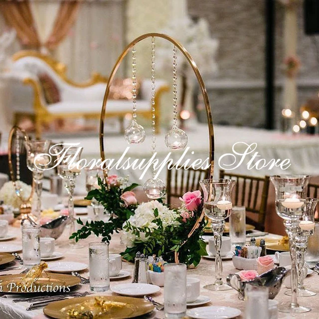 10PCS Flower Stand Wedding Centerpieces Metal Arch Backdrop Prop Gold