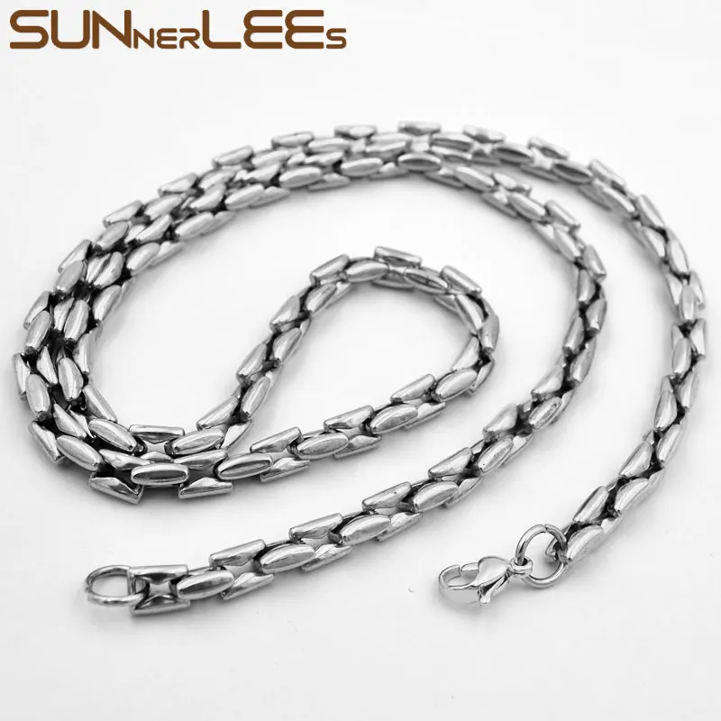 Ожерелье SUNNERLEES из нержавеющей стали 316L 6 мм Геометрическая цепочка Серебряное