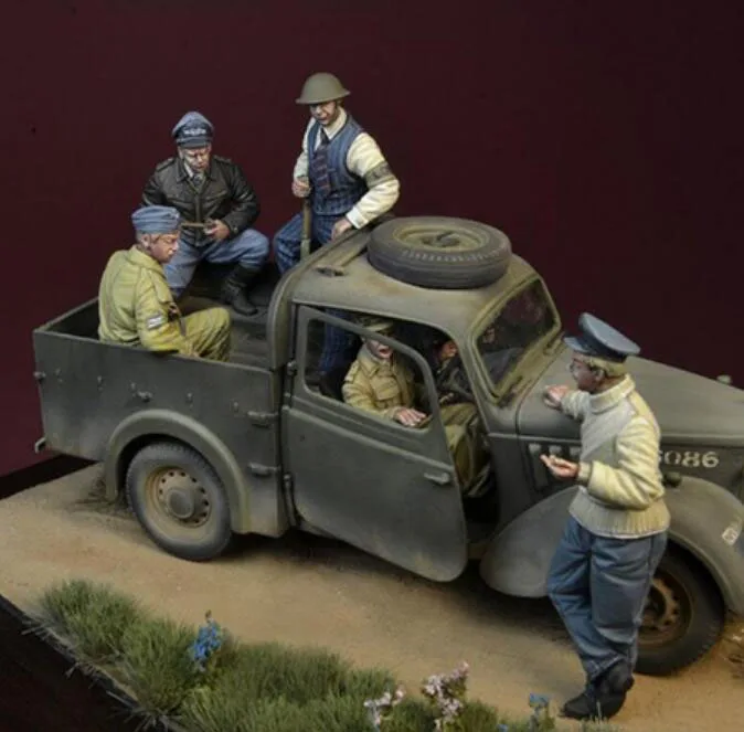 1/35 команда(6 фигурок, без машины и карты) полимерная фигурка Строительный набор