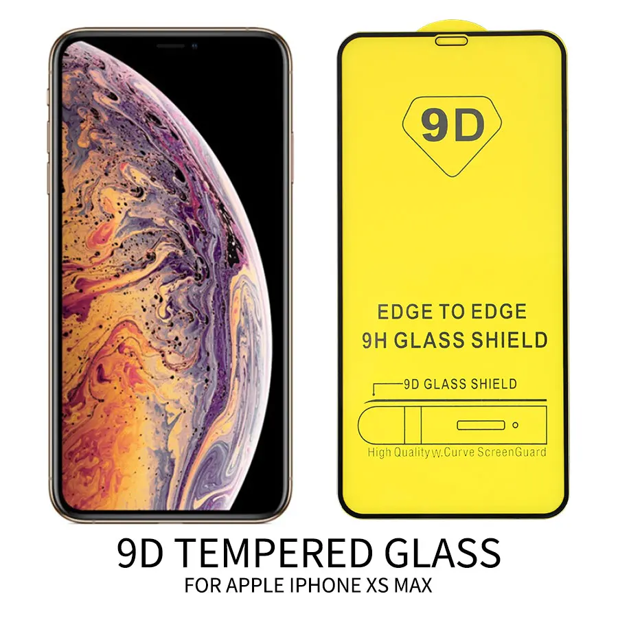 

25 Pcs/lot 9D Full Coverage Protective Glass For iPhone X XR XS max Glass For iphone 8 7 Plus 6 6S Plus Screen Protector Flim