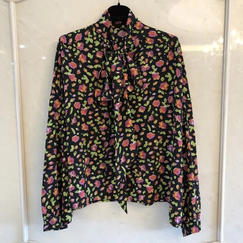 

Designer Floral Printed Blouse Long Sleeve Loose Style Elegant Women Blouse 2019 new women Cotton Elegant Shirt