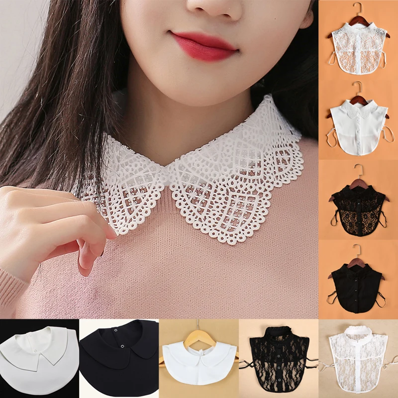 Detachable Collar Shawl Fake Collar New Women White Fake Collar Detachable Cotton Lace Shirt Collar Ladies False Blouse Half Shirt Lapel Clothes Accessories