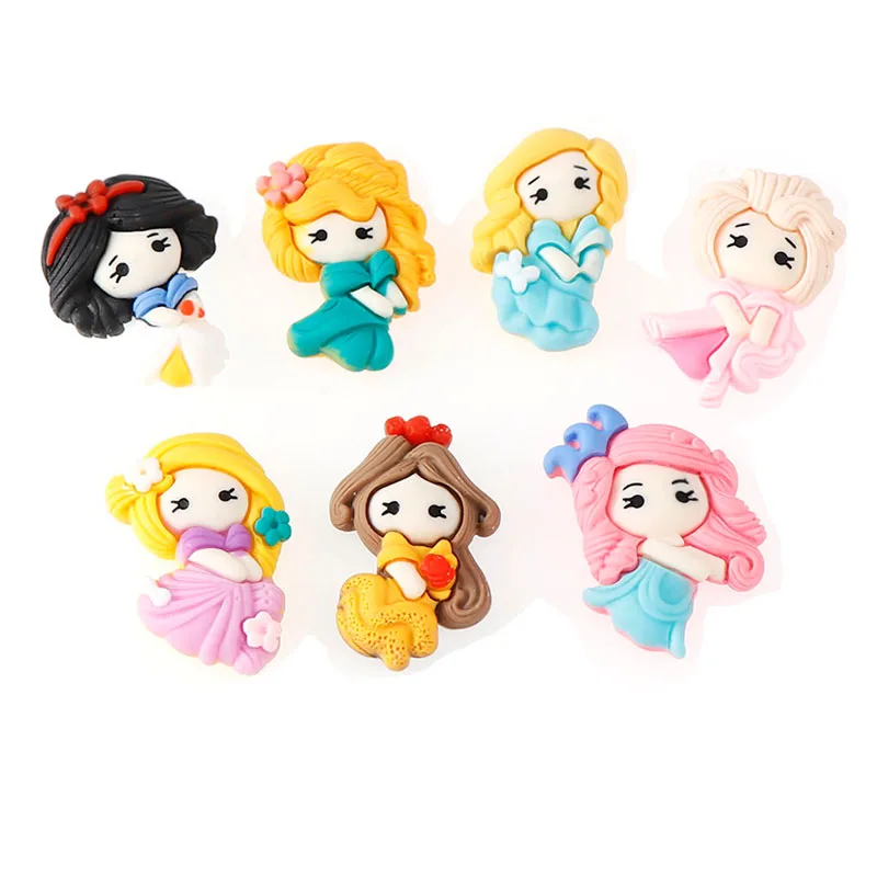 

10Pcs High Quality Colorful Hand Painted Flat Back Resin Cabochon Princess Home Decoration Accessories