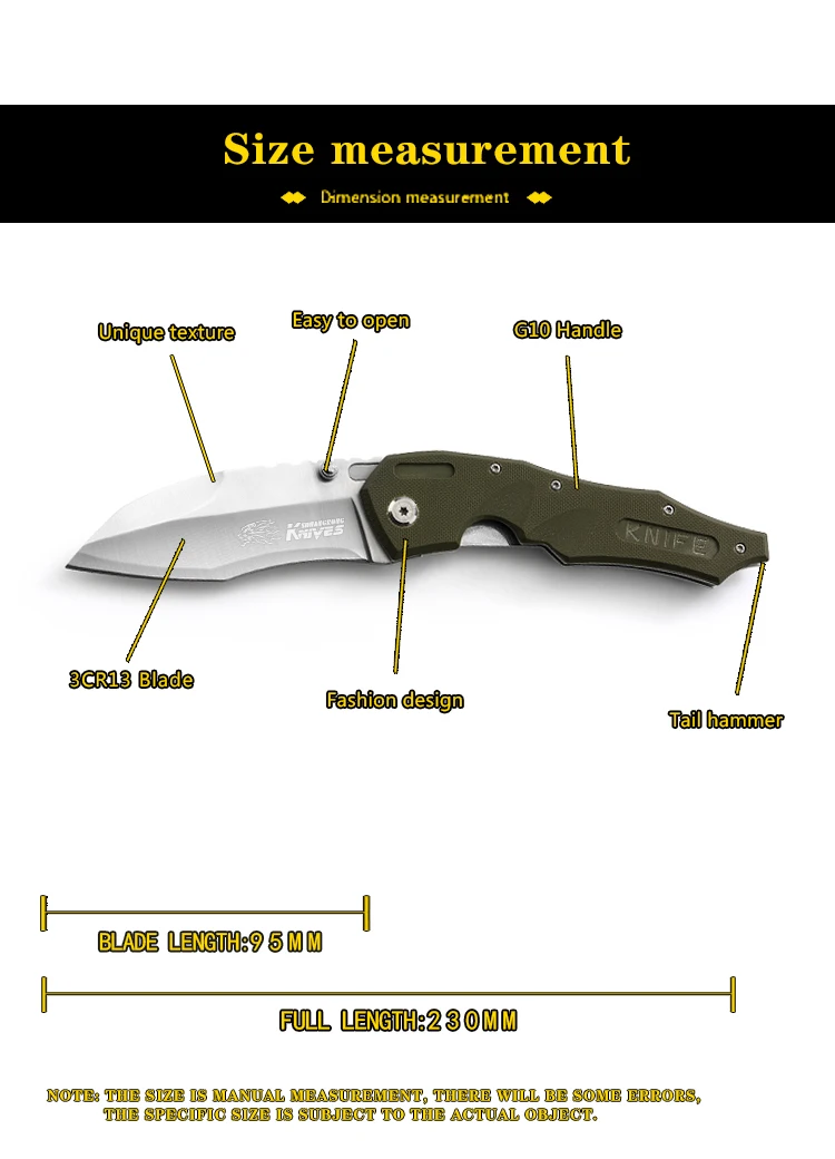SR 597A высокая твердость 3CR13 сталь 58HRC складной нож край складной нож поле выживания самообороны нож+ нож рукав