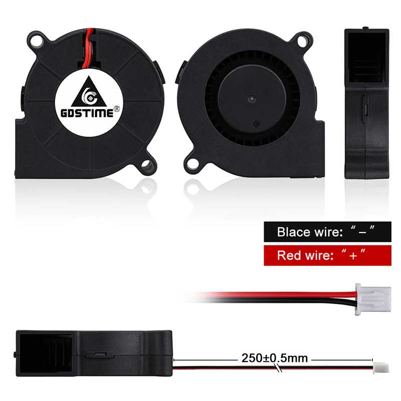 Gdstime-ventilador Radial de 2 pines para refrigeración de impresora 3D, 2 piezas, DC 5V, 12V, 24V, 50x50x15mm, ventilador 5015 Turbo, radiador de 5cm y 50mm